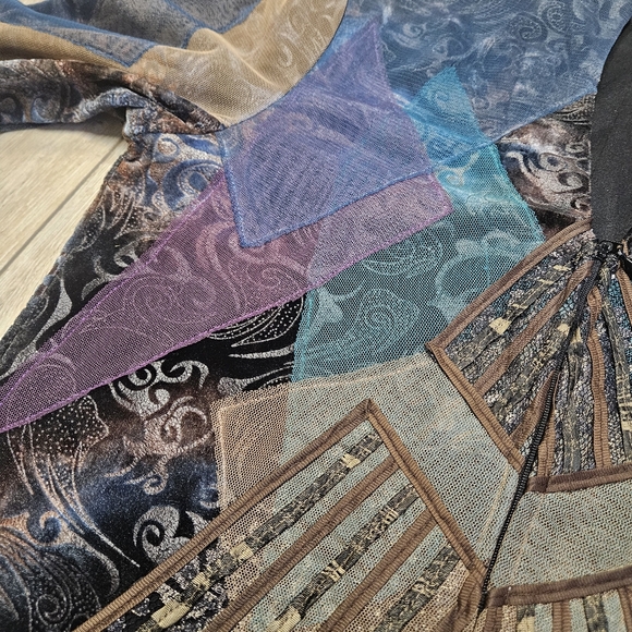 Obstinee by IKA Embroidered Tapestry Blazer Coat Multicolor Colorblock Women's 8 - Picture 5 of 8